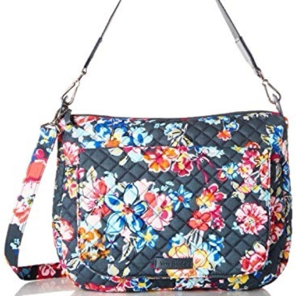 COPY Vera Bradley Women's Cotton Shoulder Bag Crossbody Purse, Pretty Posies - Picture 2 of 6